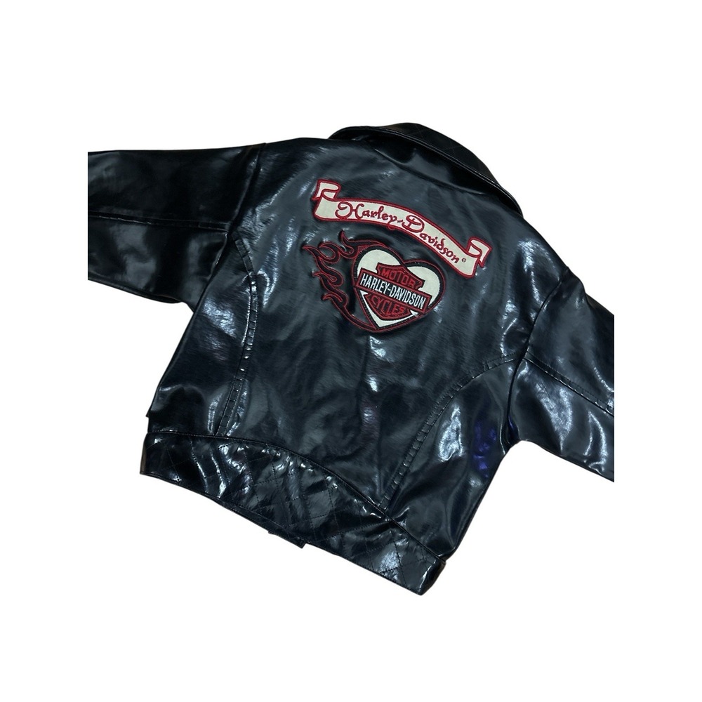 VINTAGE HARLEY DAVIDSON BABY GIRL FAUX LEATHER JACKET 4T RARE!!!